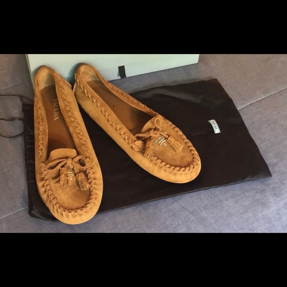Prada suede loafers moccasins flats